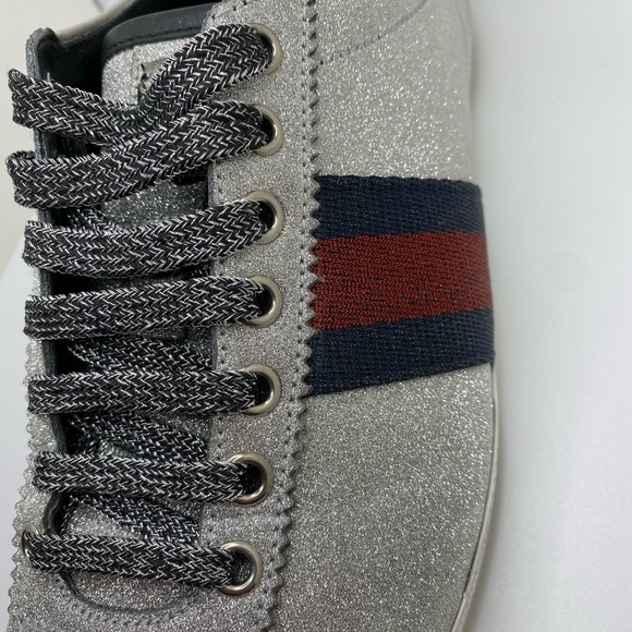 SOLD-⭐️Authentic⭐️Gucci T.Sparkle Silver Glitter Shoes - Picture 7 of 14
